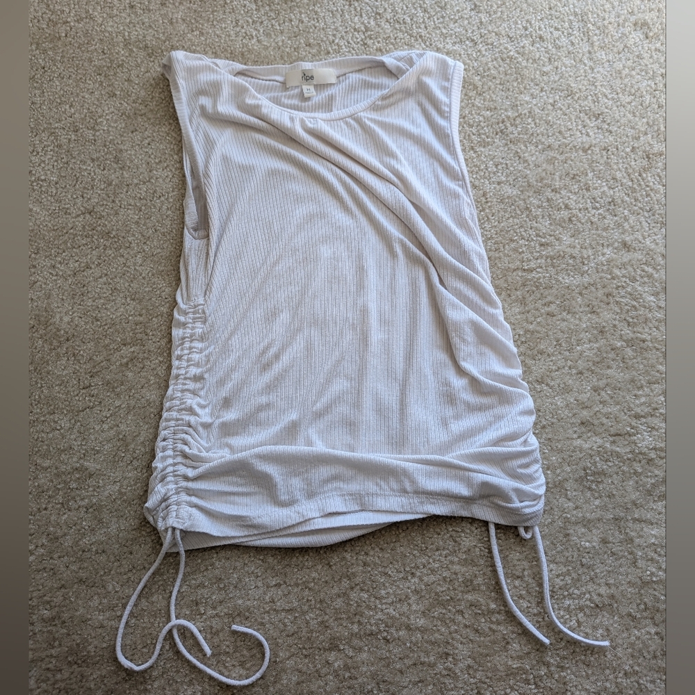 Ripe Maternity White Ruched Tank Top